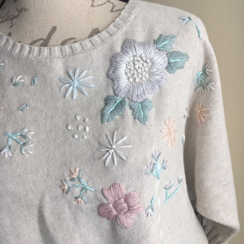 Worth New York S Sweater Embroidered Floral - Picture 2 of 7